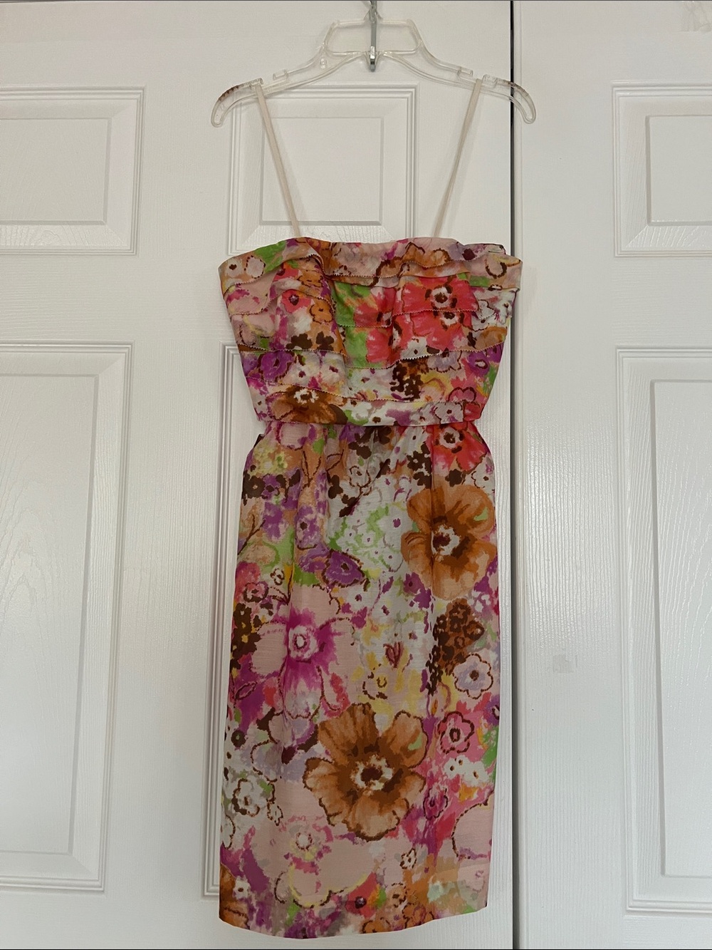 J. Crew Strapless Watercolor Silk Blend Floral Strapless Sheath Mini Dress